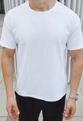 Мужская футболка базовая, белая стрейч кулир 1885846849 фото